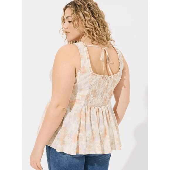Torrid Pastel Floral Babydoll Challis Corset Sleeveless Top 0 L 12 NWOT - Picture 8 of 9